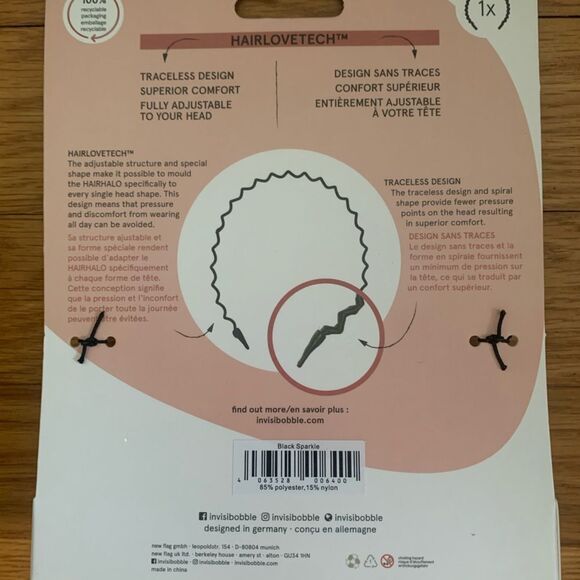 Hair Halo metal black headband invisibobble sequins - Picture 2 of 3